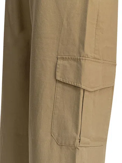 Vince Cotton And Linen Cargo Trousers Beige In Brown