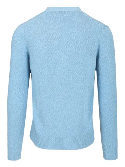 Ballantyne Cardigan Azzurro Rombo Intarsio Beige Cotone In Blue