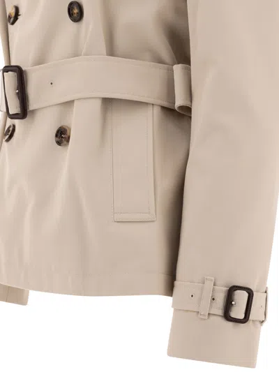 Burberry Cotton Blend Trench Jacket Coats Brown In Pink