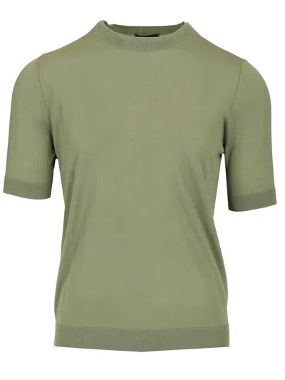 Ballantyne R Neck T-shirt Slim Fit Cotone Verde Chiaro