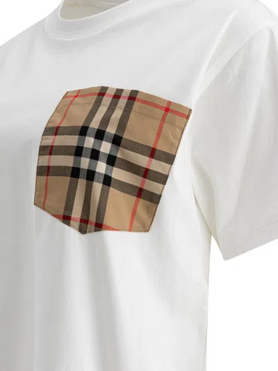 Burberry Women White Jersey Checked Twill-trimmed Cotton-jersey T-shirt Tee Shirt