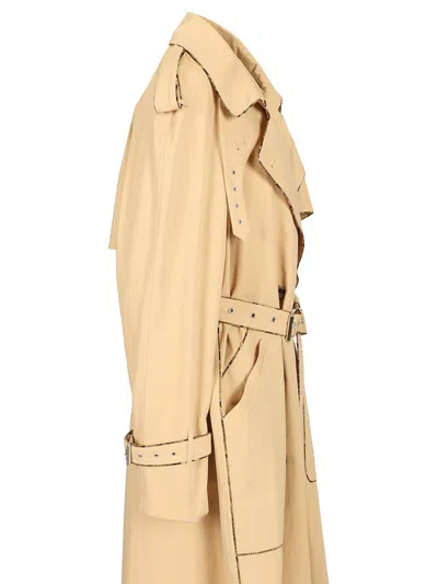 Dries Van Noten Cotton Gabardine Trench Coat Coats Beige