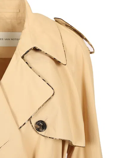Dries Van Noten Cotton Gabardine Trench Coat Coats Beige