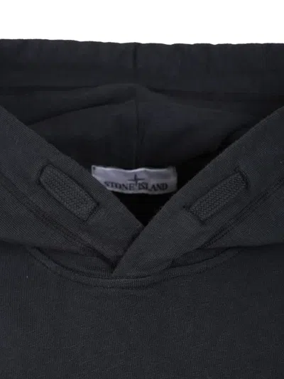 Stone Island Organic Cotton Fleece Hoodie In Black