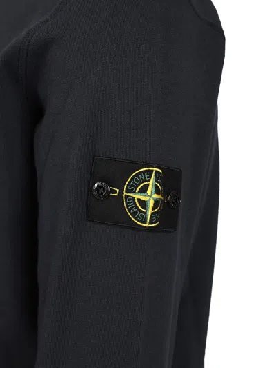 Stone Island Organic Cotton Fleece Hoodie In Black