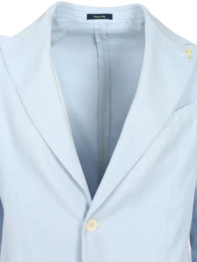 Guarinucci Cotton Linen Blazer Jackets Light Blue