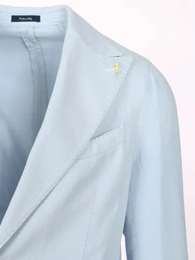 Guarinucci Cotton Linen Blazer Jackets Light Blue