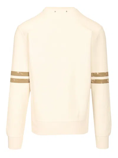 Golden Goose Ivory Cotton Sweatshirt With Contrasting Logo In Gray