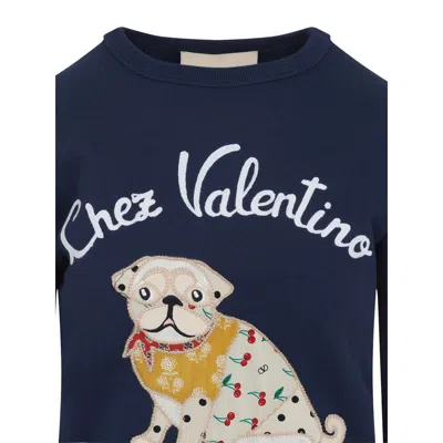 Valentino Cotton Sweatshirt In Blue
