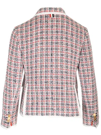 Thom Browne Check-pattern Buttoned Tweed Jacket In Multi