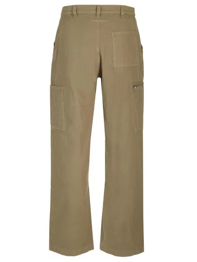 Mm6 Maison Margiela Green Embroidered-logo Trousers