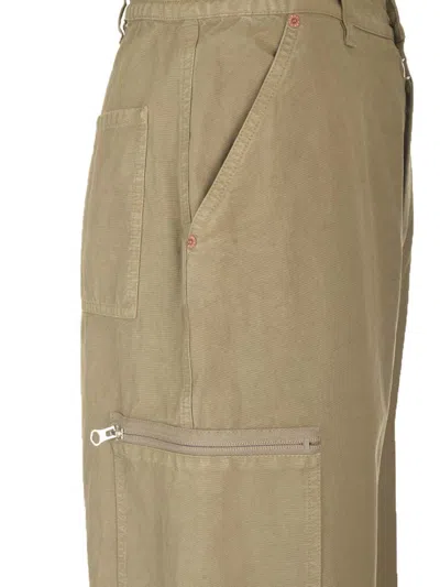 Mm6 Maison Margiela Green Embroidered-logo Trousers