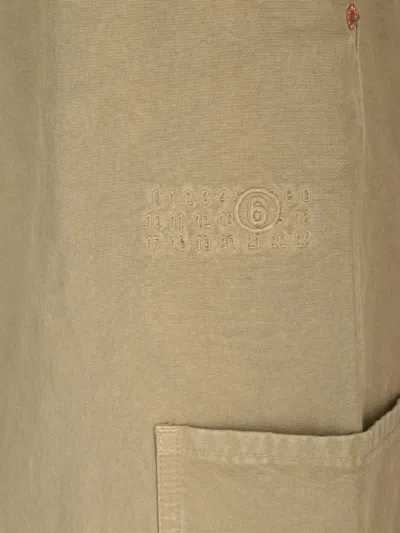 Mm6 Maison Margiela Green Embroidered-logo Trousers