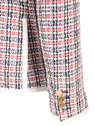 Thom Browne Check-pattern Buttoned Tweed Jacket In Multi