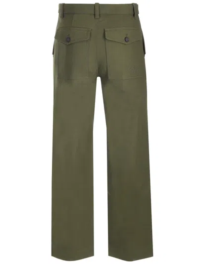 Maison Kitsuné Cotton Twill Trousers In Green