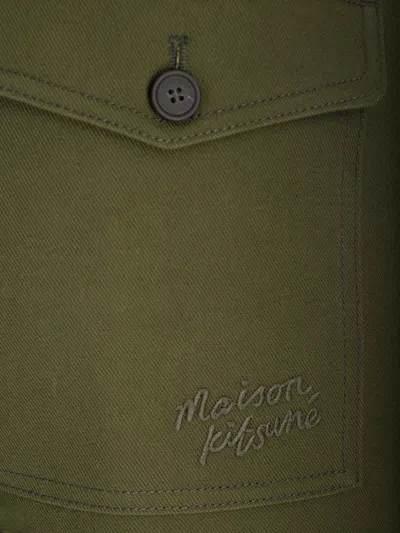 Maison Kitsuné Cotton Twill Trousers In Green