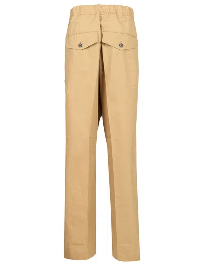 Dries Van Noten Cotton With Drawstring Trousers Beige In Brown