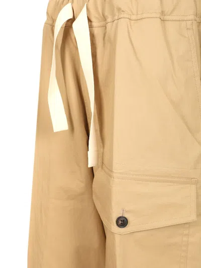 Dries Van Noten Cotton With Drawstring Trousers Beige In Brown