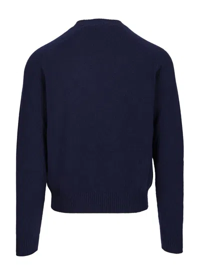 Tom Ford Cashmere Lambswool Ls Crew Neck Knitwear Blue In Blue