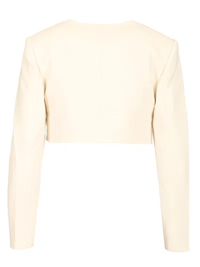 Self-portrait Cream Crepe 3d Sequin Jacket Dresses Beige In Neutral