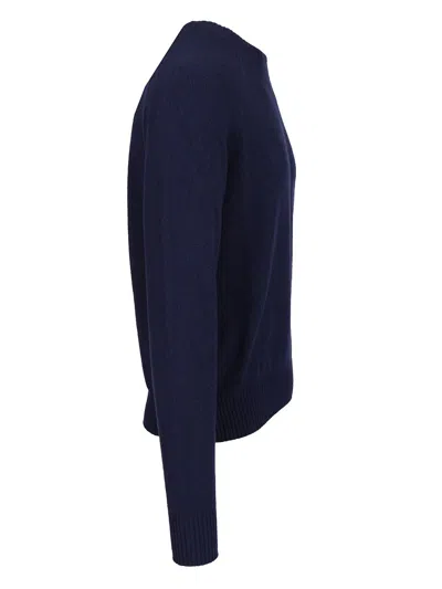 Tom Ford Cashmere Lambswool Ls Crew Neck Knitwear Blue In Blue