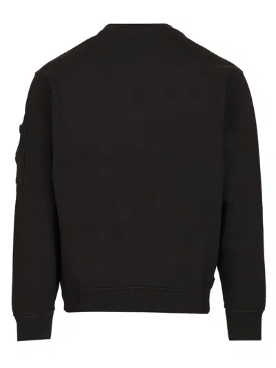 C.p. Company Crewneck Sweatshirt In Brushed Cotton Fleece Sweatshirts Black In Black