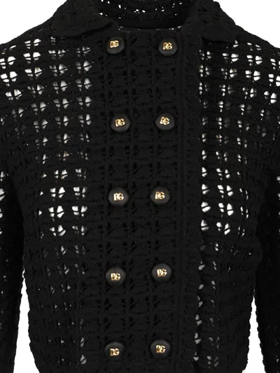 Dolce & Gabbana Wool Jacket Scalloped Edges Button Detailing In Black