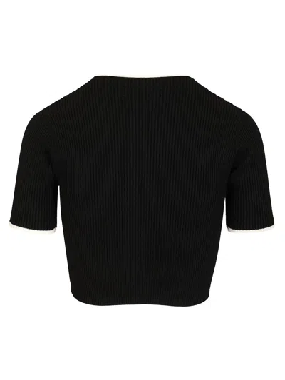 Amiri Ribbed Texture Crop Top With Contrast Trim