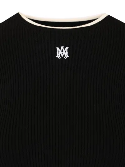 Amiri Ribbed Texture Crop Top With Contrast Trim
