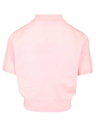 Alexander Wang Omens Short-sleeve Mesh-knit Polo T-shirt Light Pink Xs In Pink