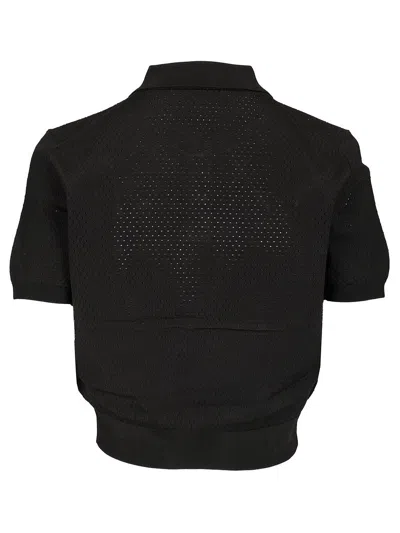 Alexander Wang Perforated Mesh Polo With Collar And Short Sleeves