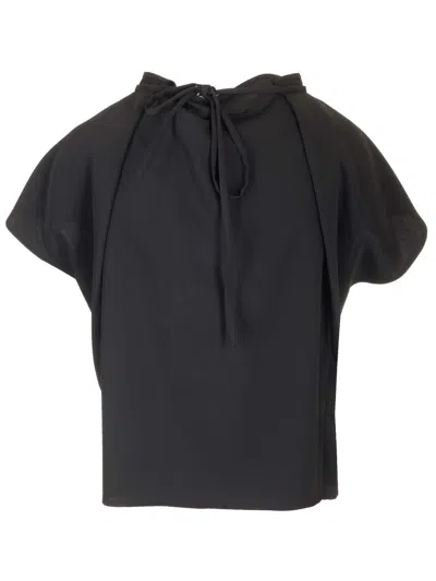 Mm6 Maison Margiela Cropped Top With Cap Sleeves Tops Black