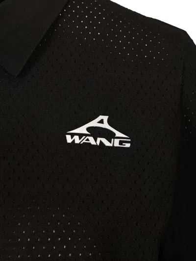 Alexander Wang Perforated Mesh Polo With Collar And Short Sleeves