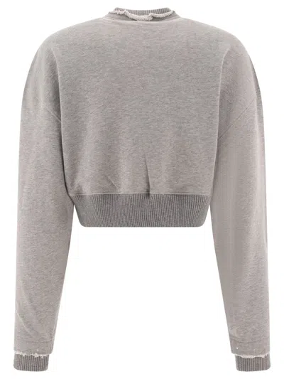 Alexander Mcqueen Cropped Sweatshirt With Mcqueen Logo Sweatshirts Grey In Gray