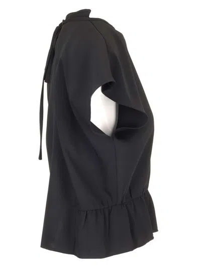 Mm6 Maison Margiela Cropped Top With Cap Sleeves Tops Black