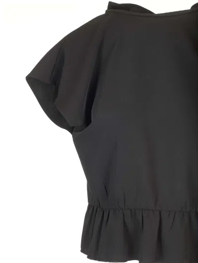 Mm6 Maison Margiela Cropped Top With Cap Sleeves Tops Black