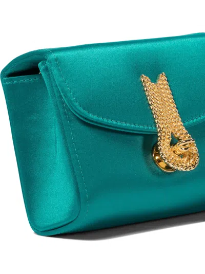 Amato Daniele Teal Satin Crossbody Bag In Green