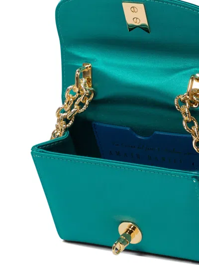 Amato Daniele Teal Satin Crossbody Bag In Green