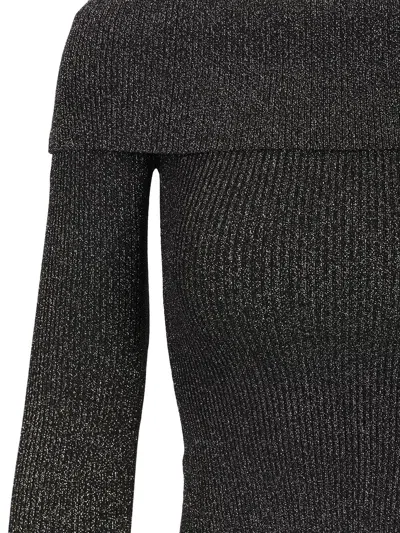 Zimmermann Crush Off-the-shoulder Cropped Metallic Stretch-knit Top In Gray