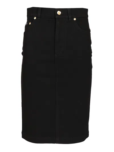Dolce & Gabbana High-waisted Denim Midi Skirt With Back Pockets