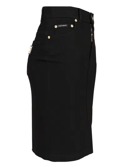 Dolce & Gabbana High-waisted Denim Midi Skirt With Back Pockets