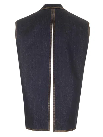 Etro Denim Waistcoat Jackets Blue In Black