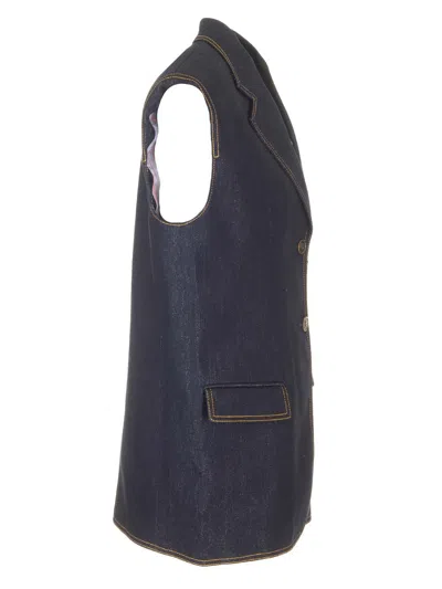 Etro Denim Waistcoat Jackets Blue In Black
