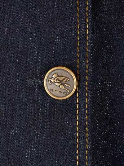 Etro Denim Waistcoat Jackets Blue In Black