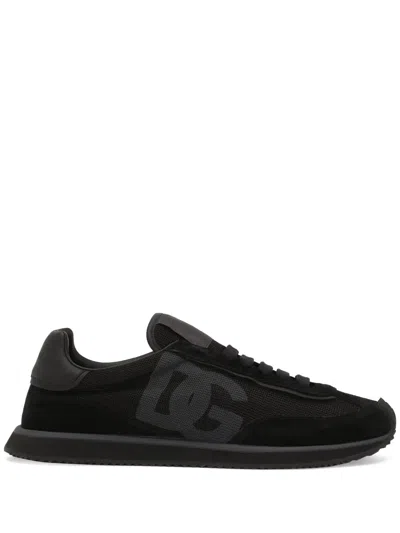 Dolce & Gabbana Low Top Sneakers Featuring Suede Accents In Black