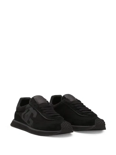 Dolce & Gabbana Low Top Sneakers Featuring Suede Accents In Black