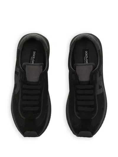 Dolce & Gabbana Low Top Sneakers Featuring Suede Accents In Black