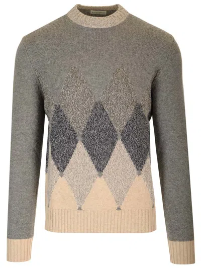 Ballantyne Grey Argyle Sweater In Gray