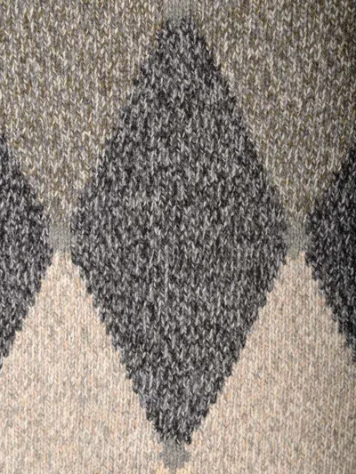 Ballantyne Grey Argyle Sweater In Gray