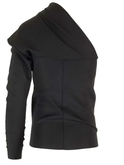 Rick Owens Black One Sleeve Long Sleeve T-shirt In Black